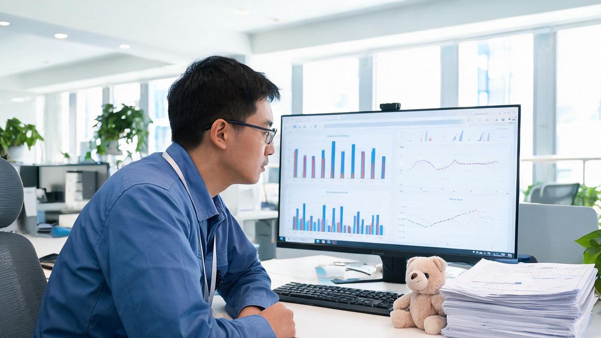 Compliance analyst reviewing lab test result charts on screen