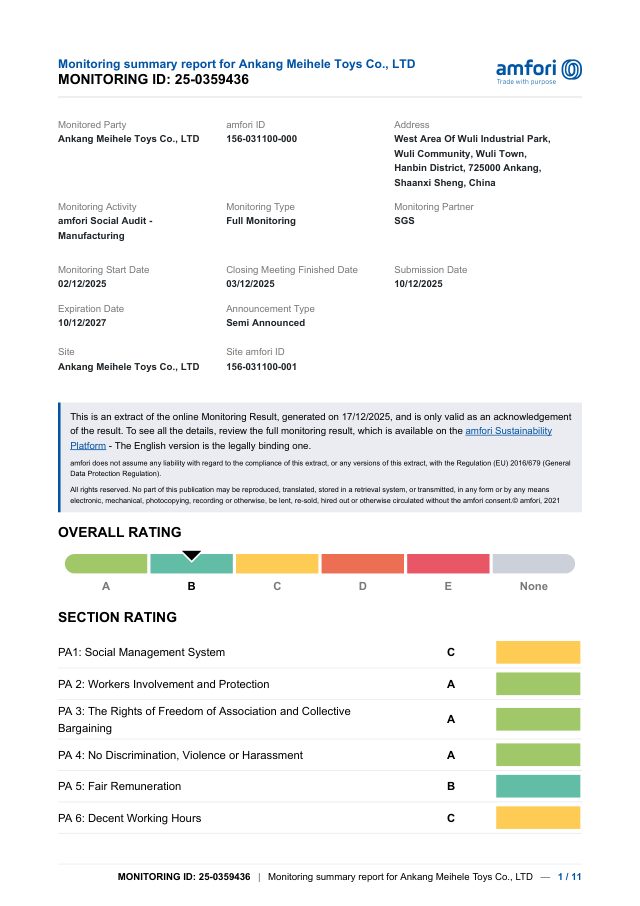 BSCI Audit Report 2026 — Ankang Meihele