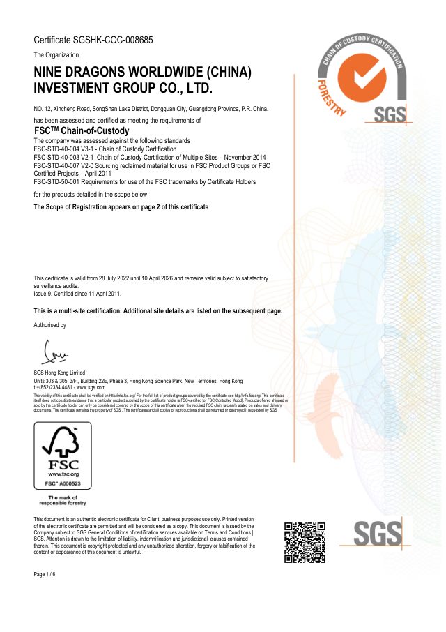FSC Chain-of-Custody Certificate